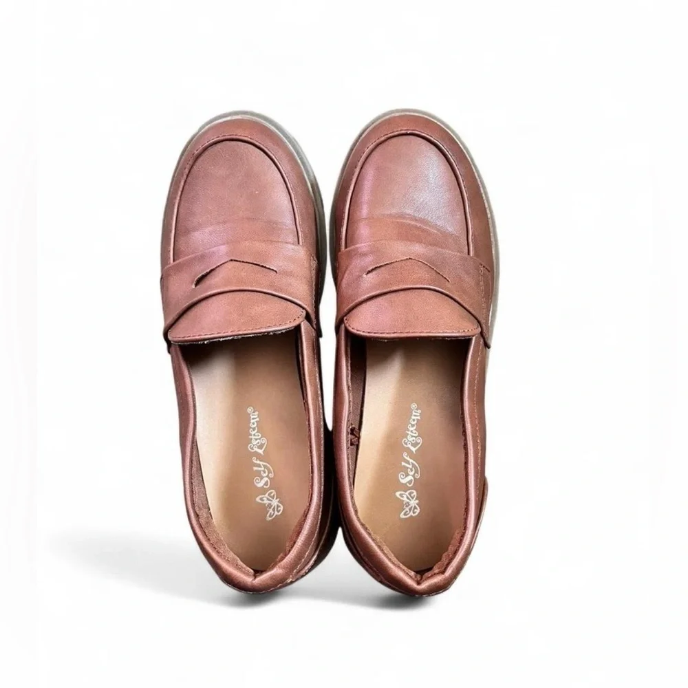 Self Esteem Girls Brown Loafers Size 1 Stylish Dress Shoes